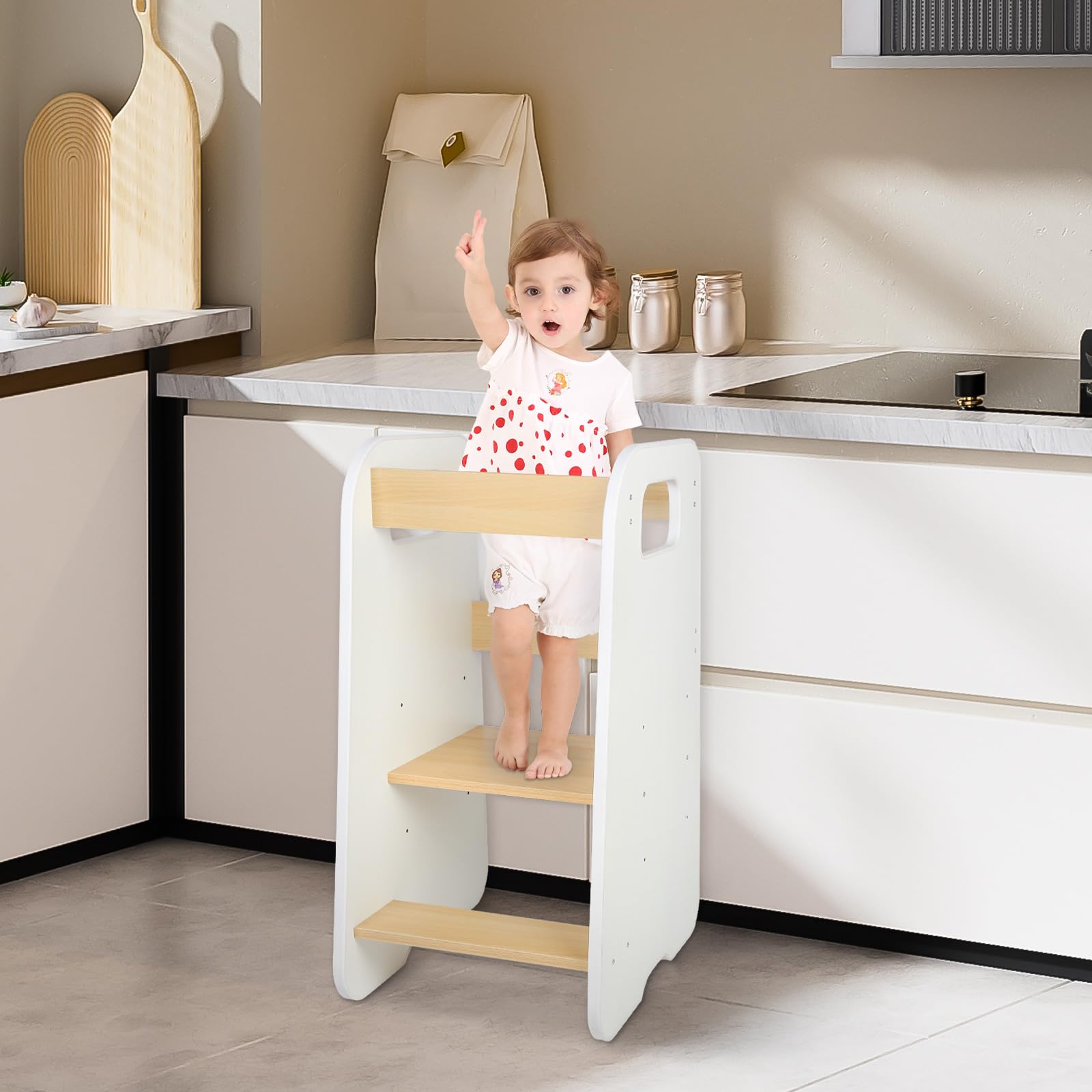 Beobachtungsturm für Kinder, Lernturm ab 1 Jahr – sicher und höhenverstellbar – elegant und robust – Beobachtungsturm für Kinder, Lernturm aus Holz von 18 Monaten – 80 x 50 x 40 cm