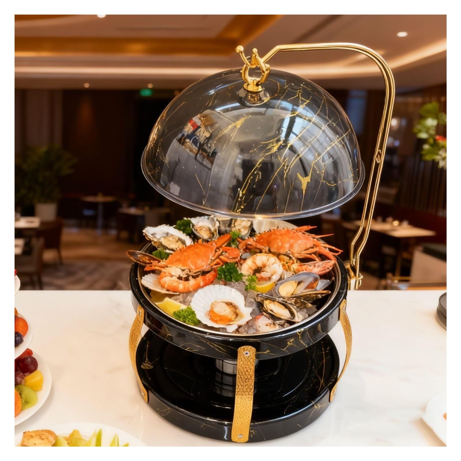 Juego de Buffet de Plato Calentador de Acero Inoxidable 8QT | Calentadores de buffet con impresión por transferencia de agua for fiestas, banquetes, buffets y bodas