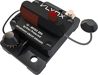 VLYNX VCB60 12V-48V Compatible with Minn Kota Comp Trolling Motor 60 Amp Resettable Fuse Circuit Breaker