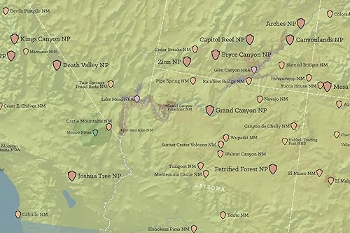 Miniatura 2 de Mapa de unidades del Sistema de Parques Nacionales de Estados Unidos 24x36 (Tierra Natural)