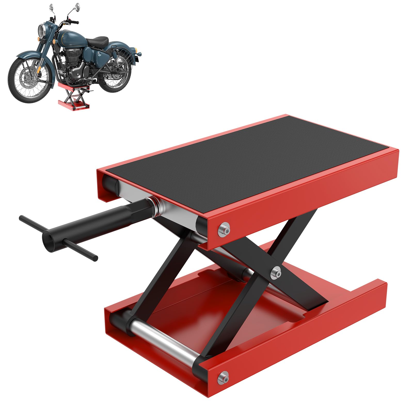 UISEBRT Hebescheren Mittelständer, Verstellbarer Motorradheber für Wartung, Hebebühne bis 500 kg belastbar, ideal für Reparaturen von Motorrädern, ATVs & Quads, Einsatz in Garage