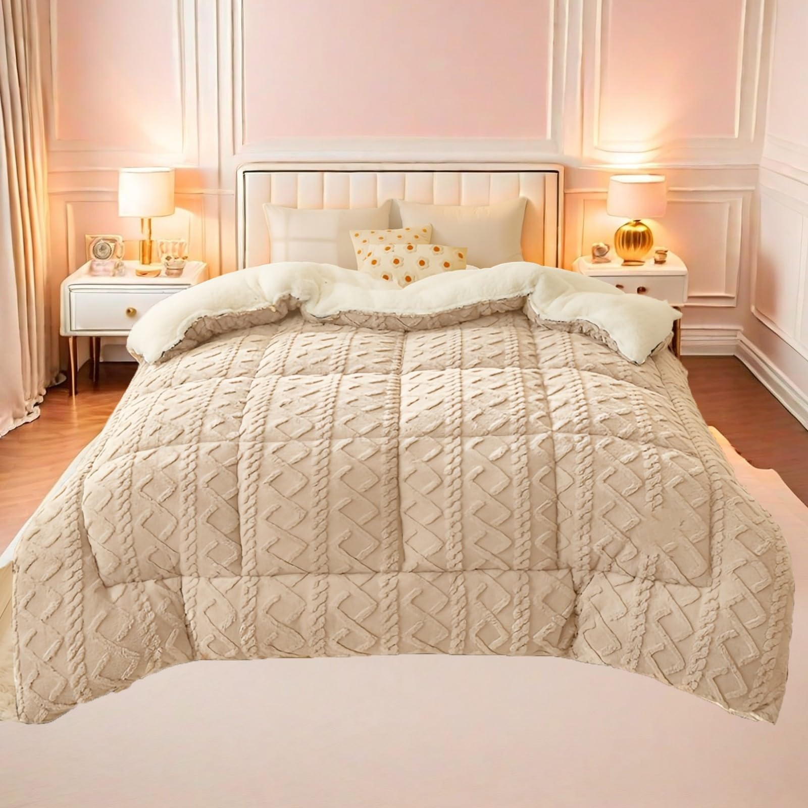 XHCTNN Colchas con Borreguillo Edredon Borreguito Cama 135 180 200 220 240 cm Invierno Colcha Cordero Cachemira(B,150 * 200cm/2.5kg)