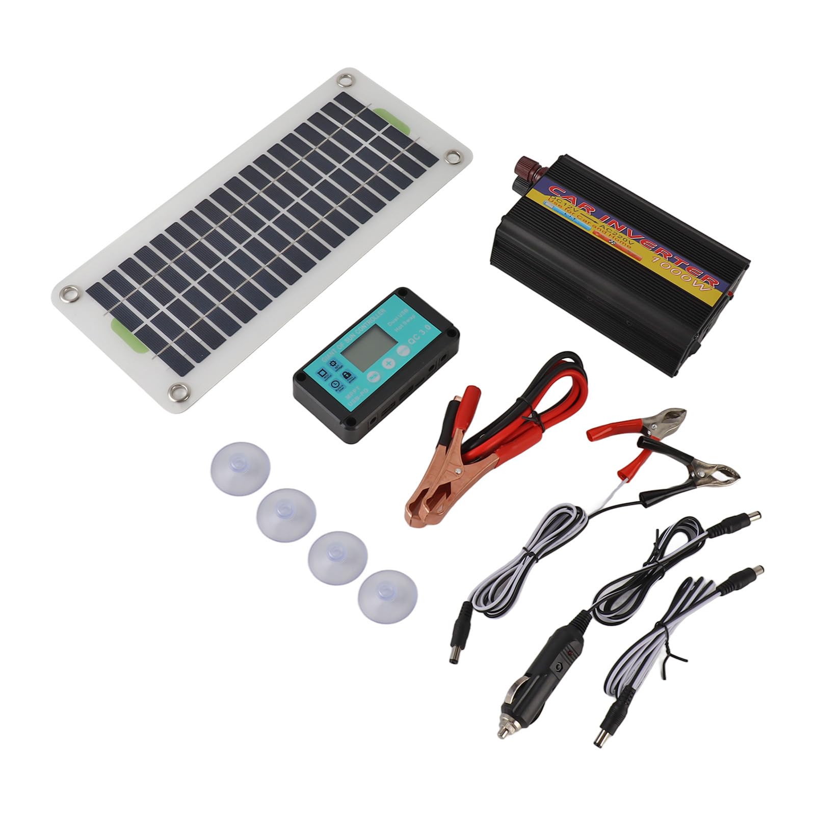 Denash 30W Effiziente Polykristalline Silizium -Solarpanel mit MPPT -Ladungsregler und 1000W Wechselrichter für Schnelle Batterieladungen für Alle Arten von Batteriewagen ABS Material Geeignet