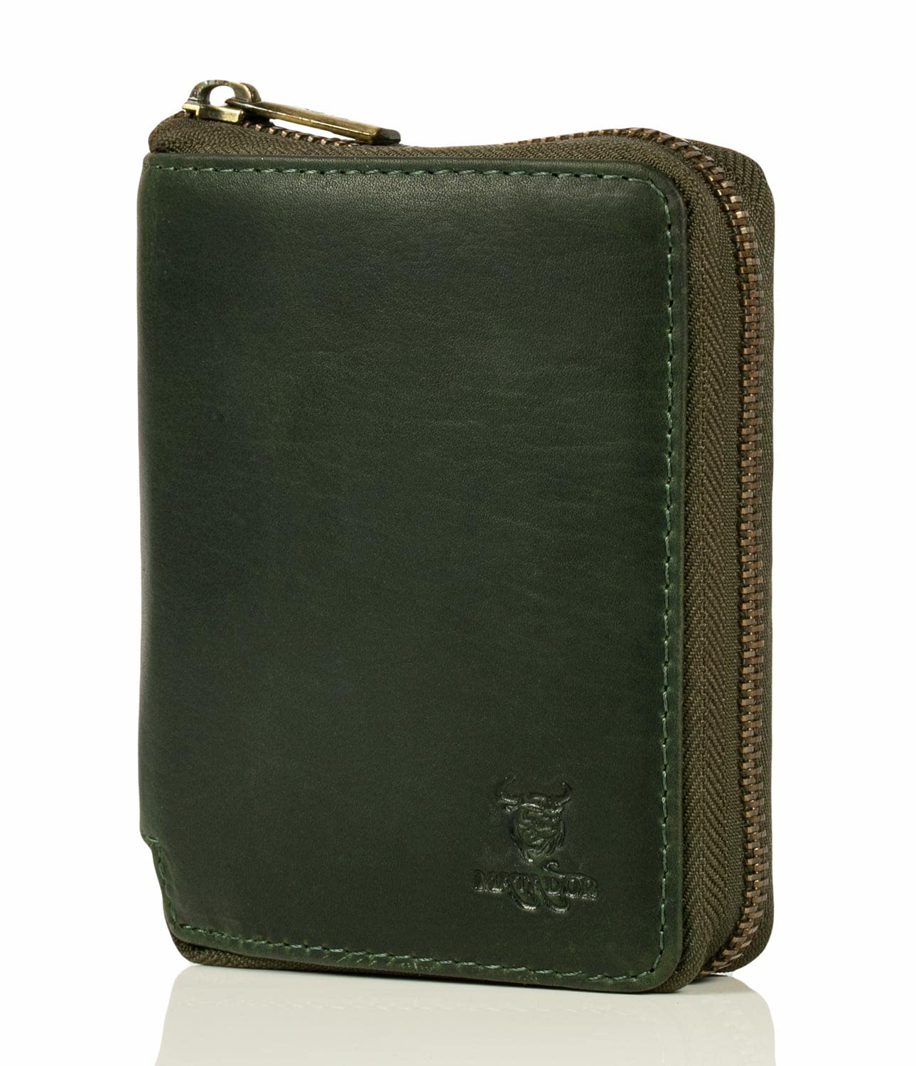 MATADOR #Granada Herenportemonnee van leer, met elegante geschenkdoos, elegante herenportemonnee met RFID-blokkering, luxe portemonnee van leer met ritssluiting en veel kaartvakken, Bruin Vintage, M