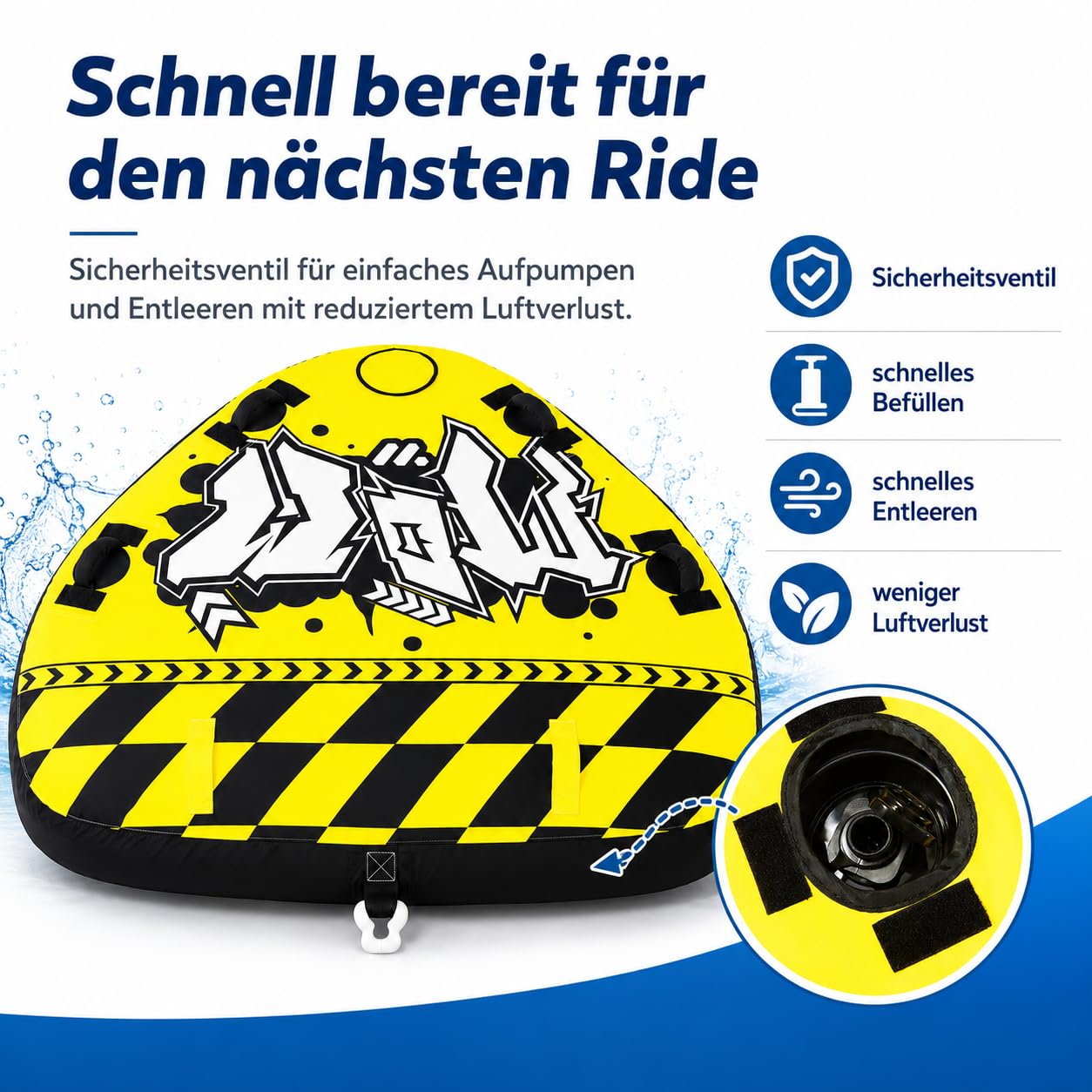 Aufblasbares Schlauchboot für 1-2 Personen – Robustes Freizeitboot mit vorderem Schlepppunkt