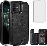 Vista 9 de Asuwish Funda compatible con iPhone 12 Pro iPhone12 6.1, protector de pantalla de vidrio templado, tarjetero y cartera, funda de cuero para teléfono