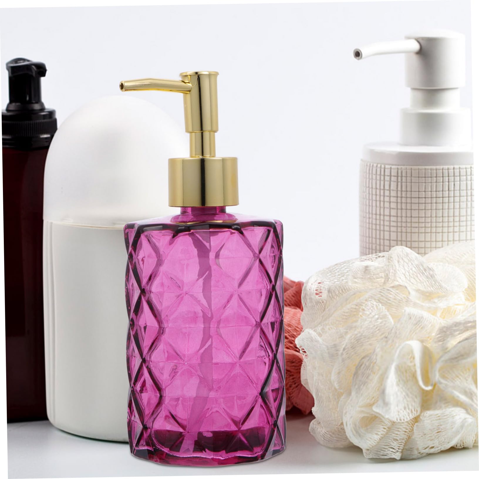 Set di 3 Dispenser Bottiglia a Pompa in Vetro per Body Wash