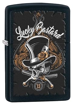 Amazon.com: Zippo Lighter: Lucky Bastard Skull - Black Matte
