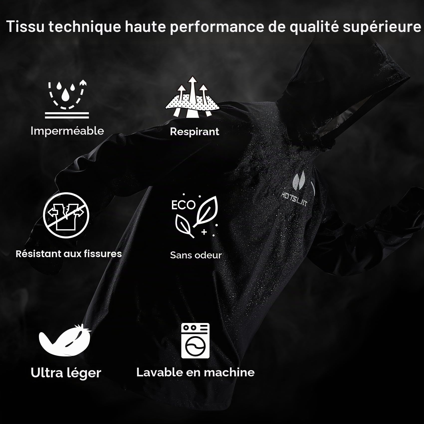 HOTSUIT Vêtement de sudation Hommes Sweat Pantalon et Veste pour SPORT Sweat Suits Vêtements de Sauna Combinaison Sudation pour sport de sweat