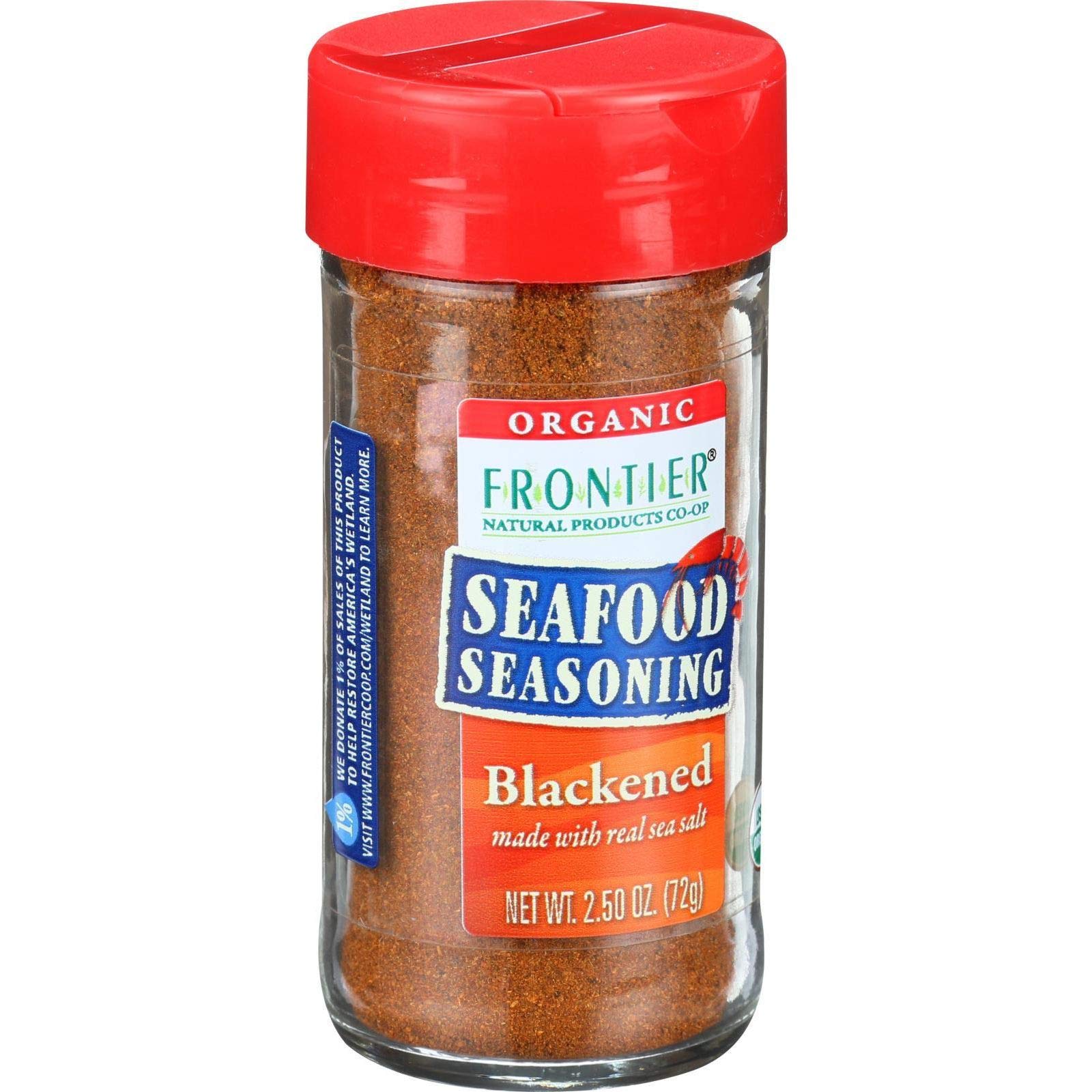 Frontier Co-op Organic Blackened Seafood Seasoning, 2.5 Ounce Bottle, Savory Blend for Fish, Seafood, Sauces, ChowdersUSDA Organic