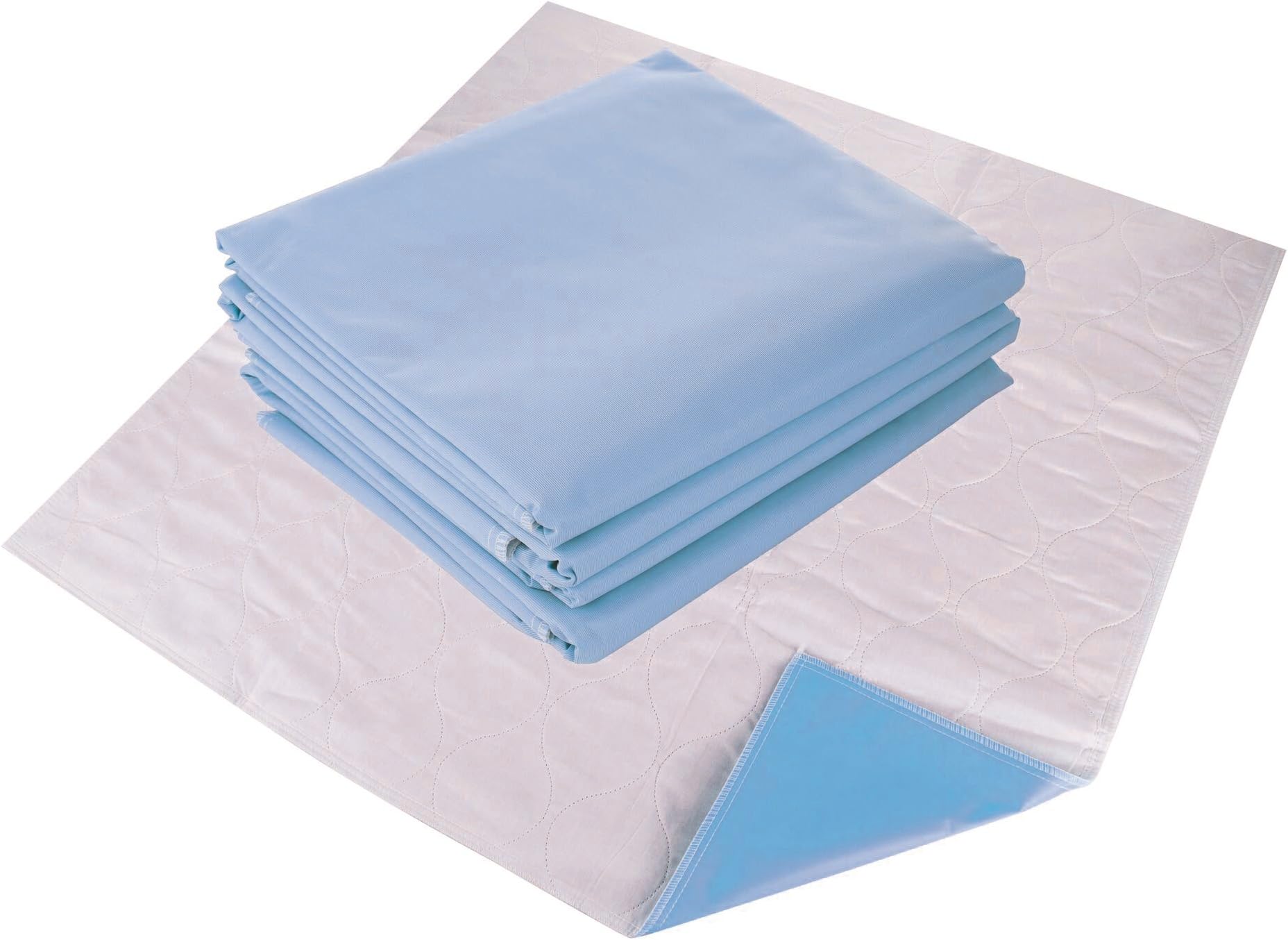 Remedies Washable Bed Pads - Reusable Underpads for Incontinence, Soft and Absorbent Underpad, Large 34 x 36 inches, Pack of 4 (Blue)