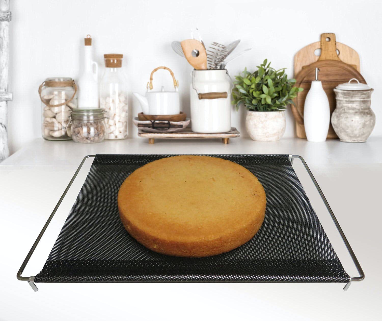 NoStik Adjustable Crisper Oven Rack with Legs : Extendable Oven Shelf/Cooling Rack : Teflon Non Stick