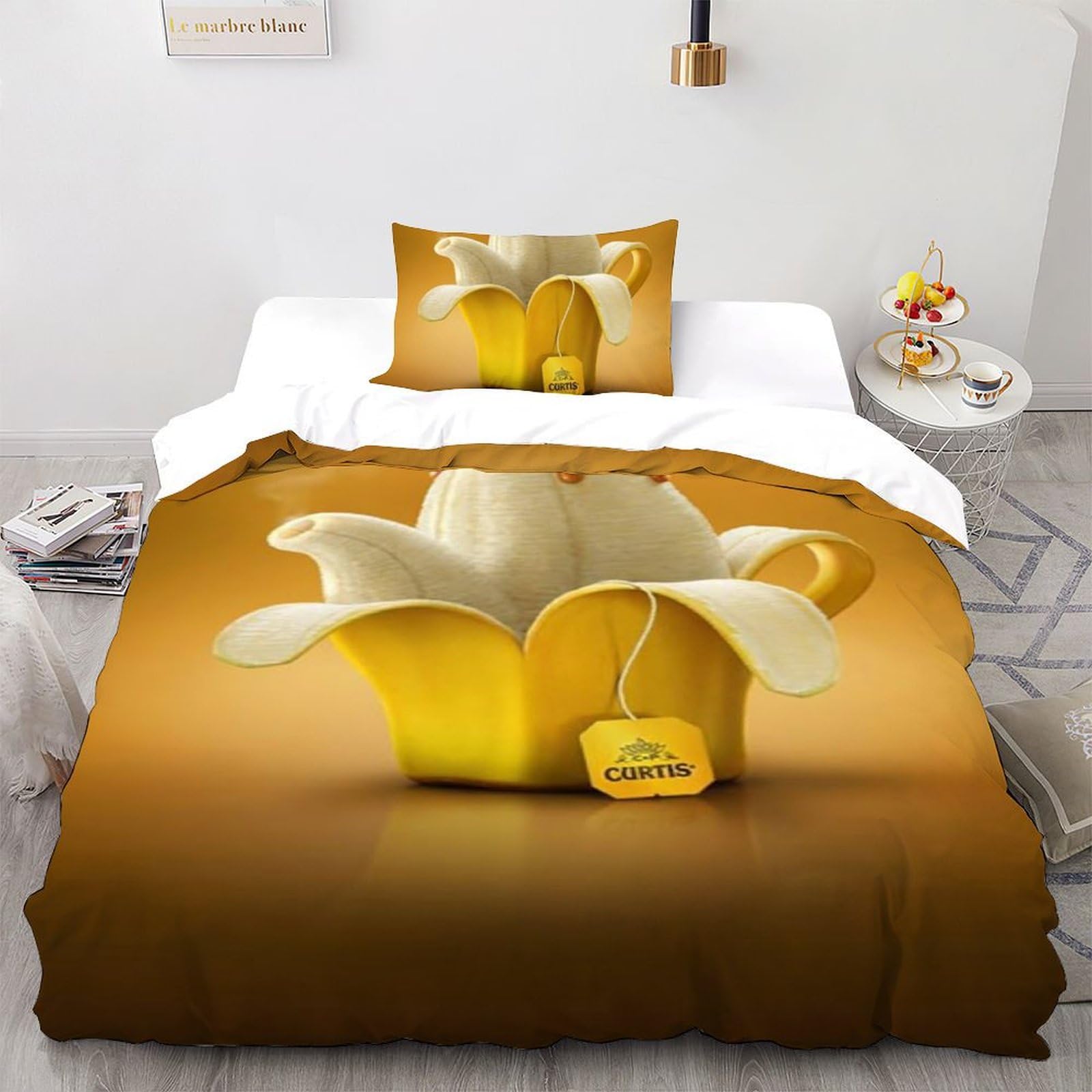 Parure de couette banane pour chambre de fille look mignon 3D