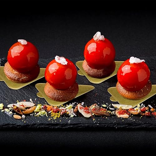 Vista 13 de Lainrrew Mini tablas para tartas, 200 unidades, color dorado, estampado floral, cuadrado, cartón, apto para alimentos, a prueba de grasa, resistente