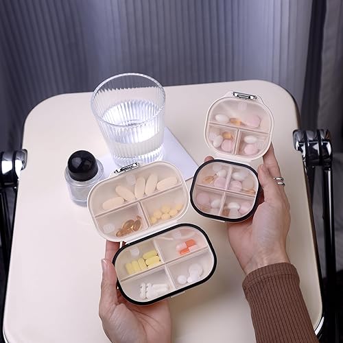 Miniatura 6 de Pastillero de viaje con 7 compartimentos, pastillero portátil para 7 días, pequeño pastillero a prueba de humedad, recipiente de vitaminas para