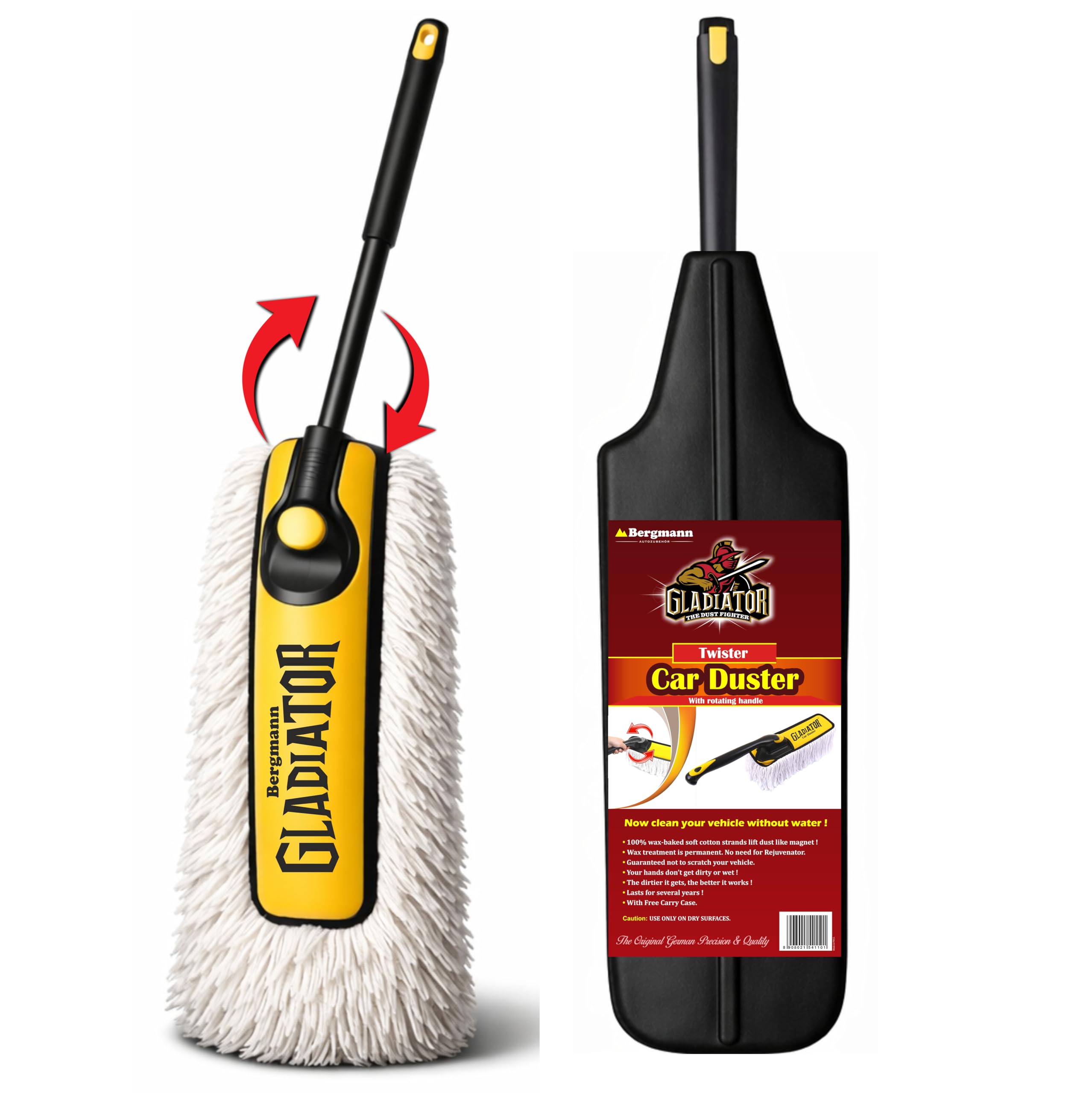 Bergmann Gladiator Twister Car Duster, White, Cotton, 67L x 18W Centimeters