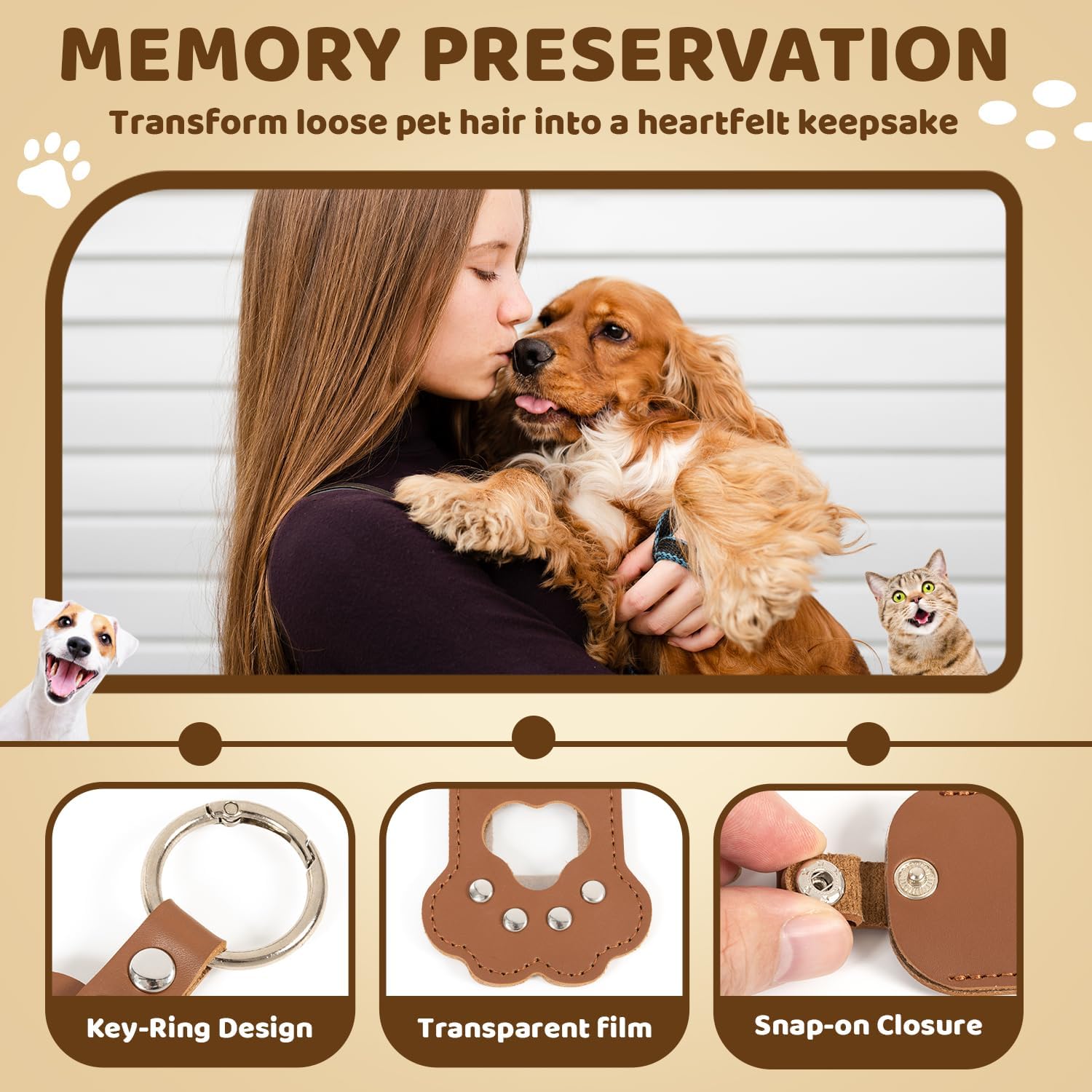 Cat Memorial Gifts, Dog Memorial Gifts, 2 Pack Pet Fur Keepsake with Photo Holder - Image 4