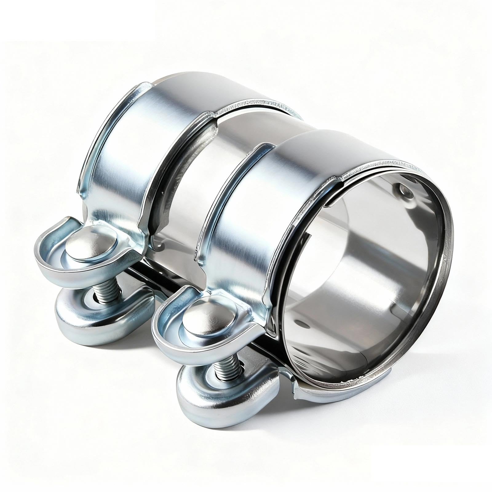 Universale Doppio Fascetta di Scarico 50mm Morsetto per Tubo di Scarico Acciaio Inossidabile Connettore per Tubi con Doppia Fascetta per Moto e Auto Accessori Tubi Scarico,Ø 55 mm/L: 125 mm