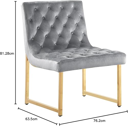 Miniatura 23 de Iconic Home Moriah - Silla decorativa elegante y elegante de terciopelo copetudo, cojín de felpa con acabado de latón, marco de metal pulido,