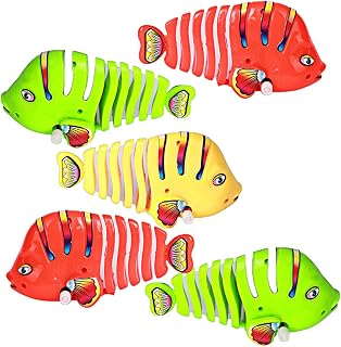 5Pcs Clockwork Swinging Cartoon Fish Toys, Clockwork Walking Fish Bath Toys for Kids Shower, Vivid and Lovely Design Parent-Child Interactive Toys Random Color