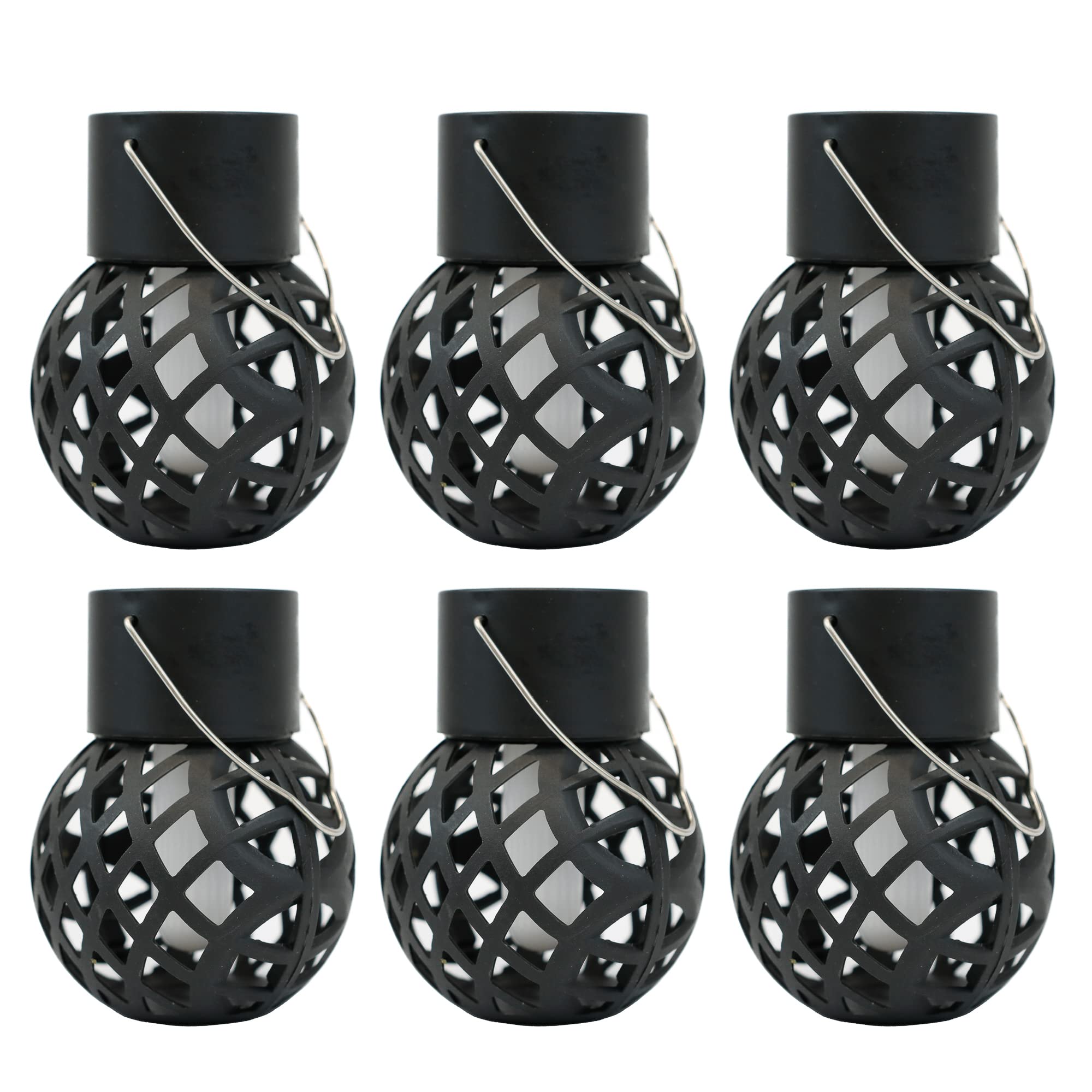Streetwize  Black Set Of 6 Solar Hanging Dancing Flame Lantern Light, Sports Direct