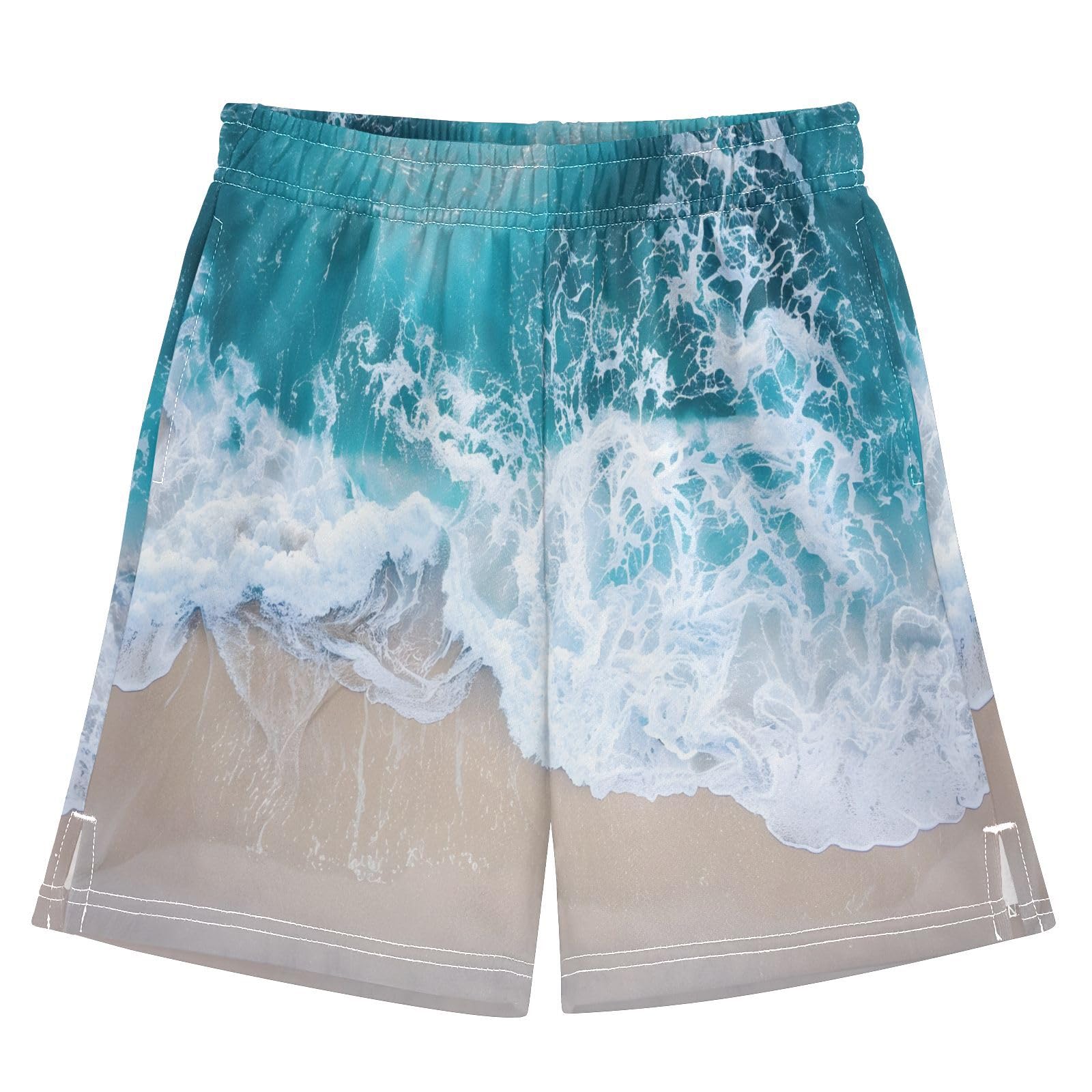 Summer Sea Beach Waves Shorts for Boys Summer Athletic Outdoor Boys Shorts Size 9-10 Multicolor