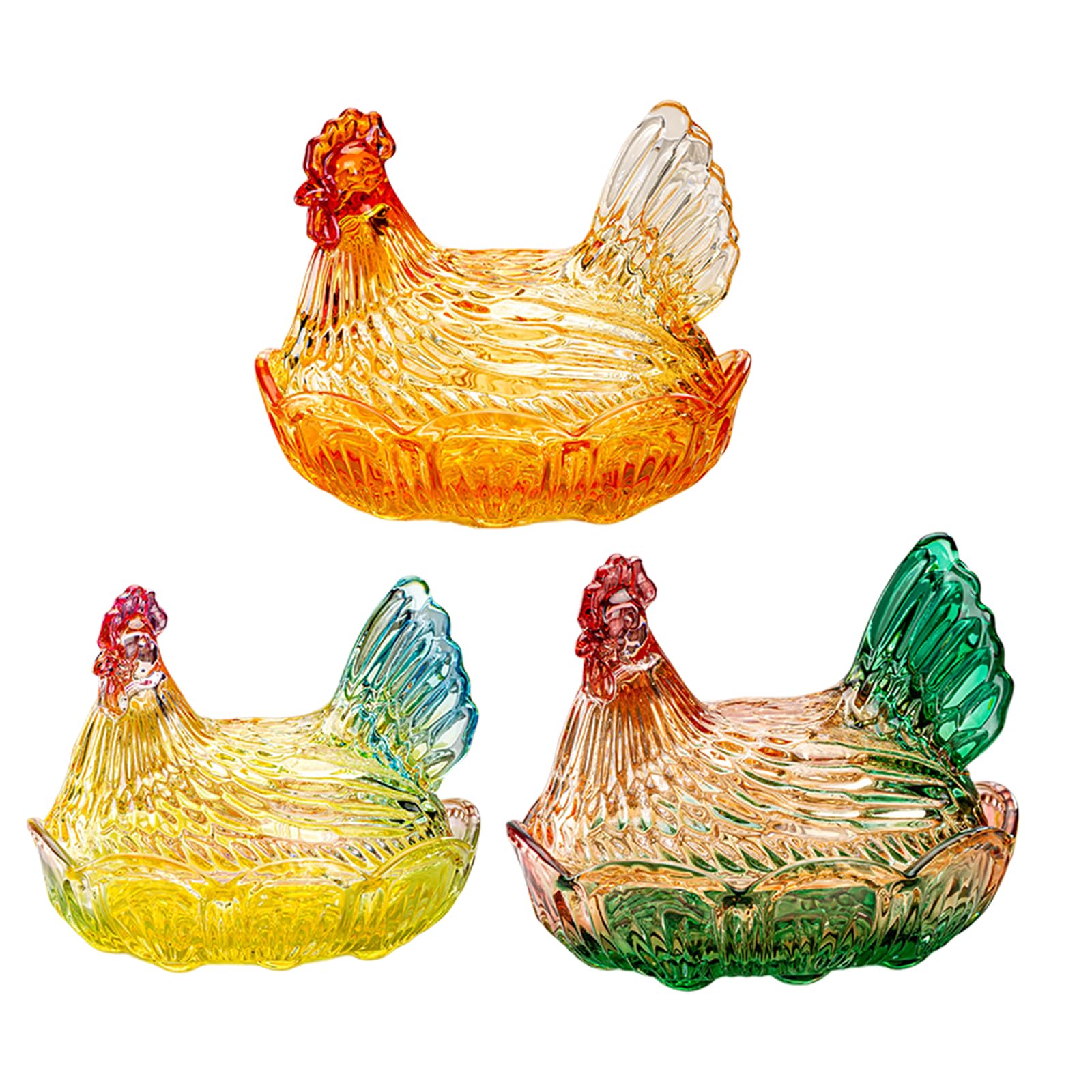 Caja de caramelos de cristal para gallina en tarros de dulces con tapa, platos de caramelo, decoración de mesa, plato de postre, tarros de regalo con tapa decorativa