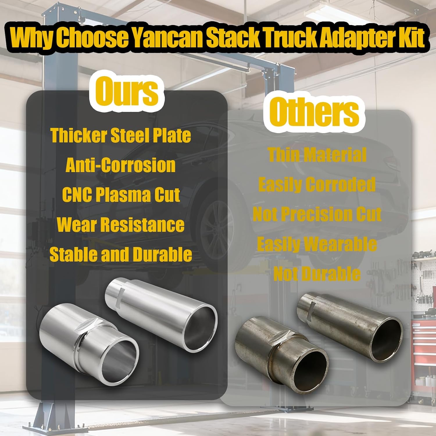 10315 Stack Truck Adapter Kit Compatible with Challenger Lift CL9 CL10 E10 VS10 X10 SA10x, For 10K/12K Two Post and Inground Car and Truck Lifts, (4) 3" & (2) 6" stack adapters with Organizer