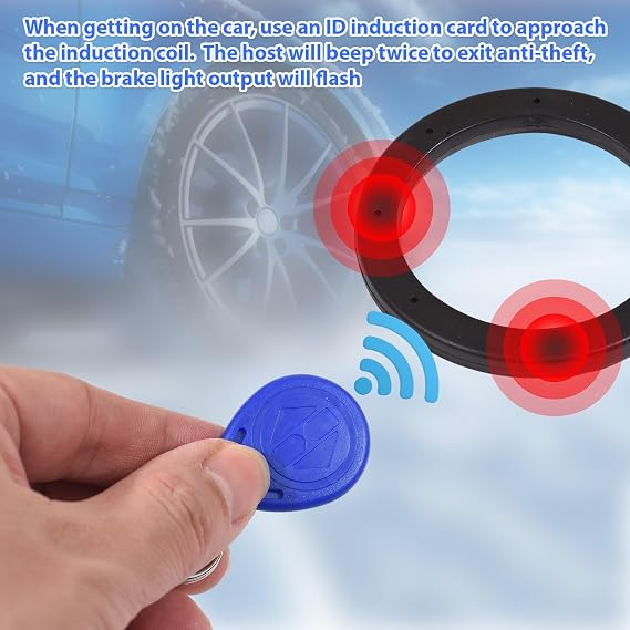 Car Alarm System, One Click Start System Push to Start Ignition One Click Stop Button Kit Keyless Start System for Most DC 12V Cars, Black