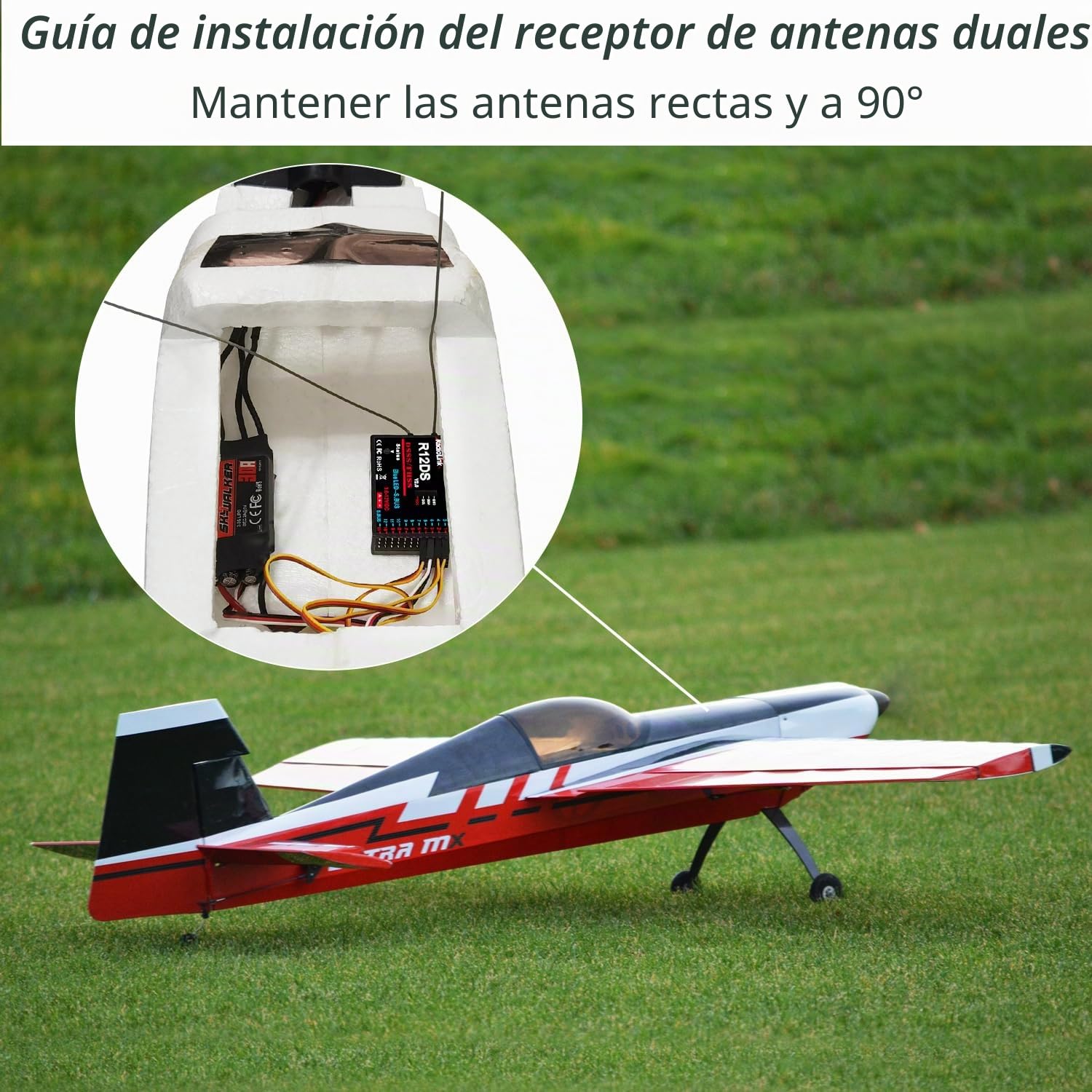 Radiolink R12DS 2,4 GHz RC Receptor 12 Canales SBUS/PWM Control de Largo Alcance para Avión Jet RC Transmisor AT10II/AT9S Pro/AT9S