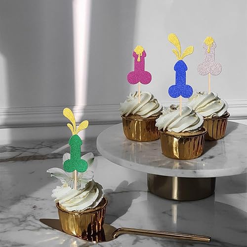 Miniatura 4 de 24 piezas de decoración de cupcakes para despedida de soltero con purpurina para despedidas de soltera, cupcakes, decoraciones divertidas para