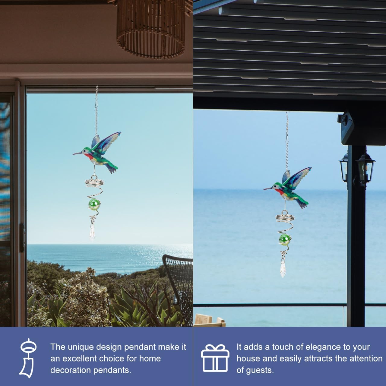 HANABASS Bird Themed Hanging Pendant 13.8 Inch Suncatcher Parts Metal Garden Decor for Yard Window Patio Home and Office Outdoor Decoration