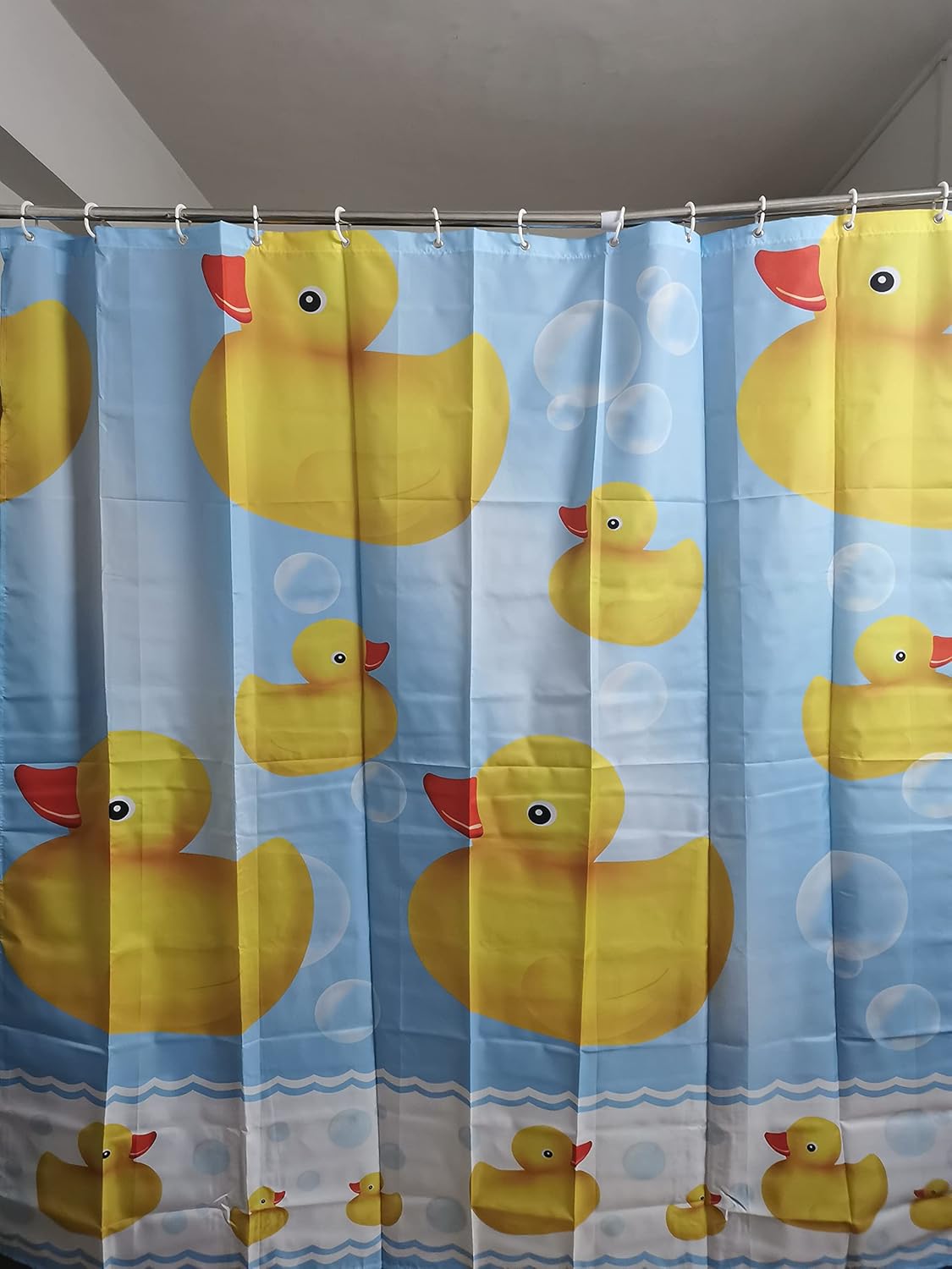 BOYOUTH Yellow Duck and Bubble Pattern Digital Print Shower Curtains for Bathroom,Polyester Waterproof Fabric Bath Curtain with 12 Hooks,72x96 Inches,Multicolor