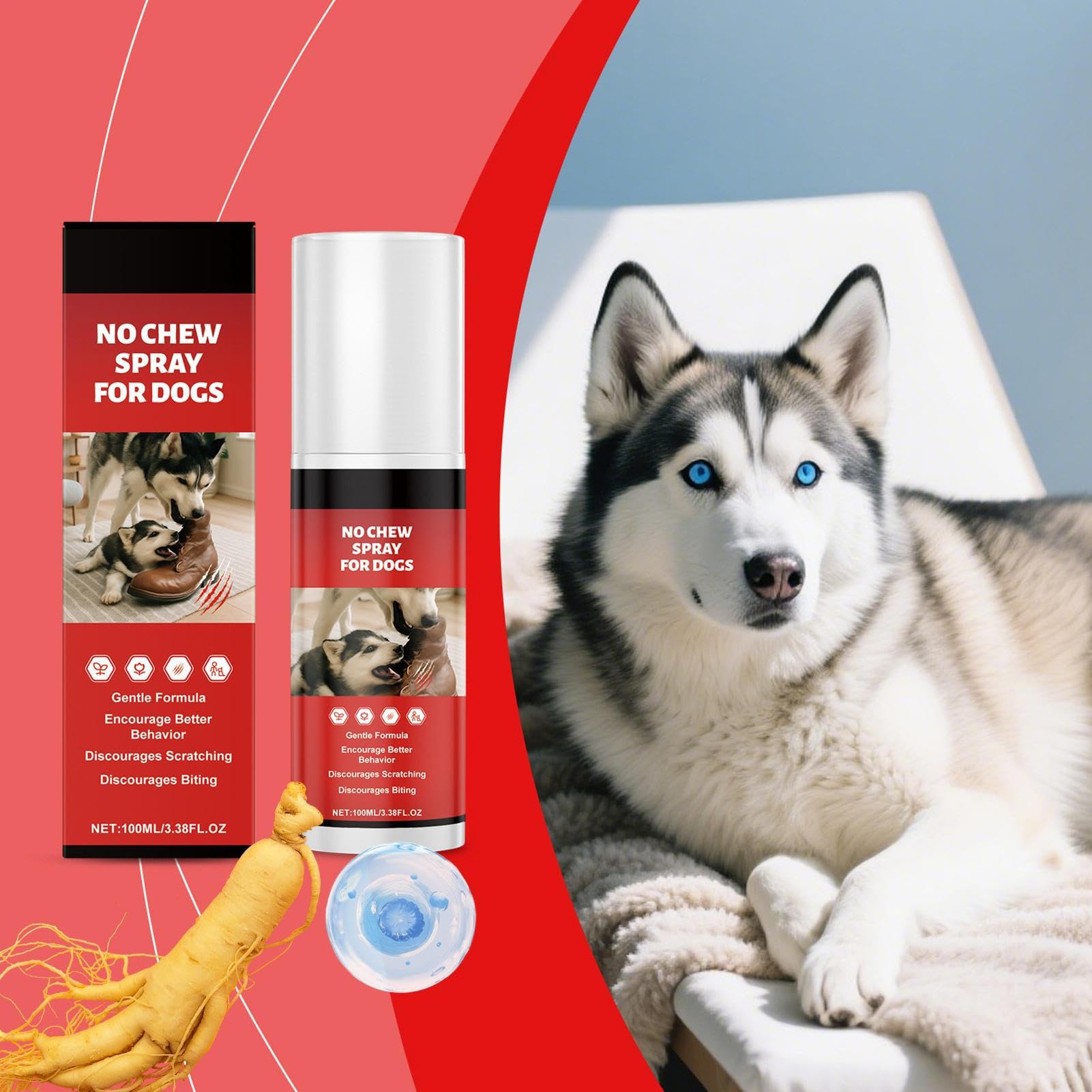 Spray Anti Rosicchiamento per Cani, 100ml Spray Anti Masticazione per Mobili, per l'Addestramento per la Protezione dei Mobili Leccamento delle Zampe Addestramento alla Gabbia per Conigli Gatto