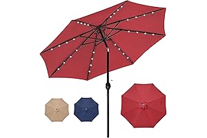 HealSmart 32 LED Solar Powered Lighted Umbrella with Tilt/Crank