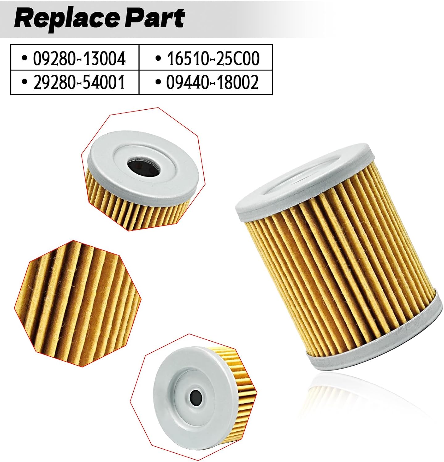 5Pcs Oil Filter Kit Compatible with Suzuki DR125/SE DRZ125L DR-Z125 DR200 DR200S/SE Quad Runner 160 230 250 300 King Quad 250 300 Ozark 250