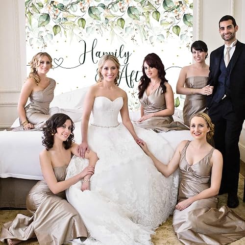 Miniatura 6 de Greenery Happy Ever After - Telón de fondo para boda, despedida de soltera, fiesta, fondo de hojas de eucalipto, novia, compromiso, despedida de