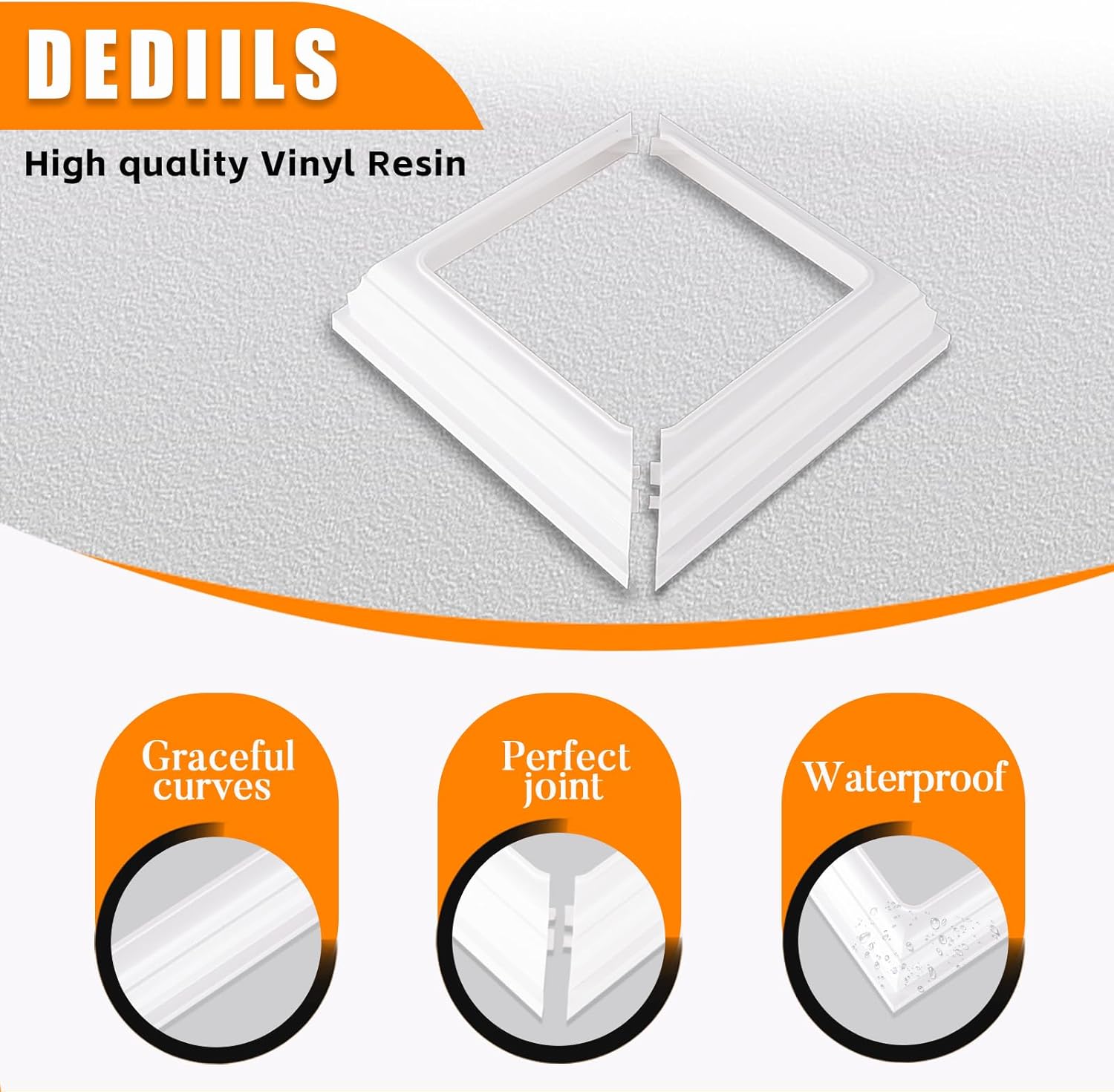 4x4 Post Base Cover, 4x4 Post Skirt, 8 Pcs Vinyl Post Skirt for Post Base Trim, Wood Vinyl Post Hand and Stair Rails by HOOTO(White, 8 Pack)