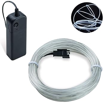 Waterproof Flexible 3 m 9 ft Neon Lighting Rope Light Cord EL Cable Wire with 3 Modes for Disco Party Children Halloween Costume Clothing Christmas Parties White