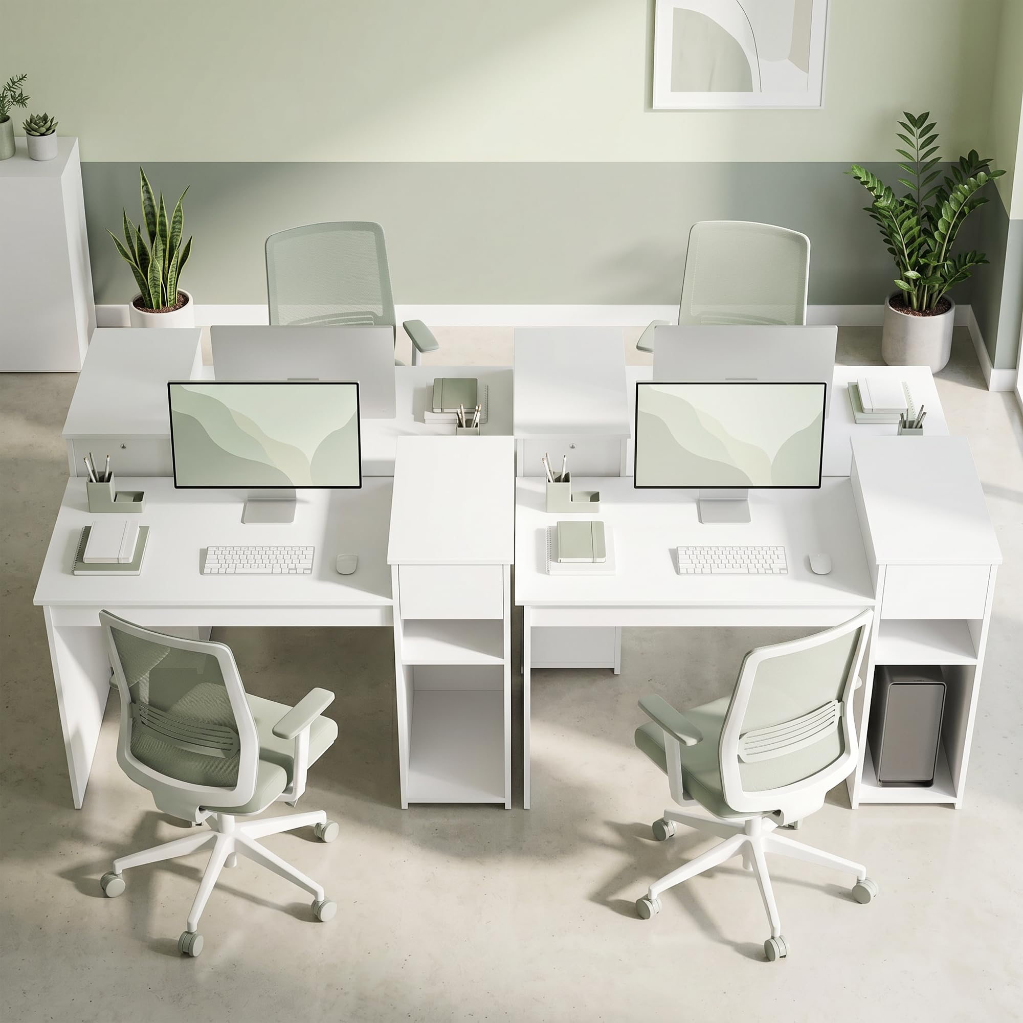 HOMCOM Scrivania Salvaspazio Moderna con Cassetto e Spazio per PC Tower, Scrivania con Scaffale in Legno, Tavolo Porta PC per Computer, per Ufficio, Studio e Camera da Letto, 108x50x82cm, Bianco