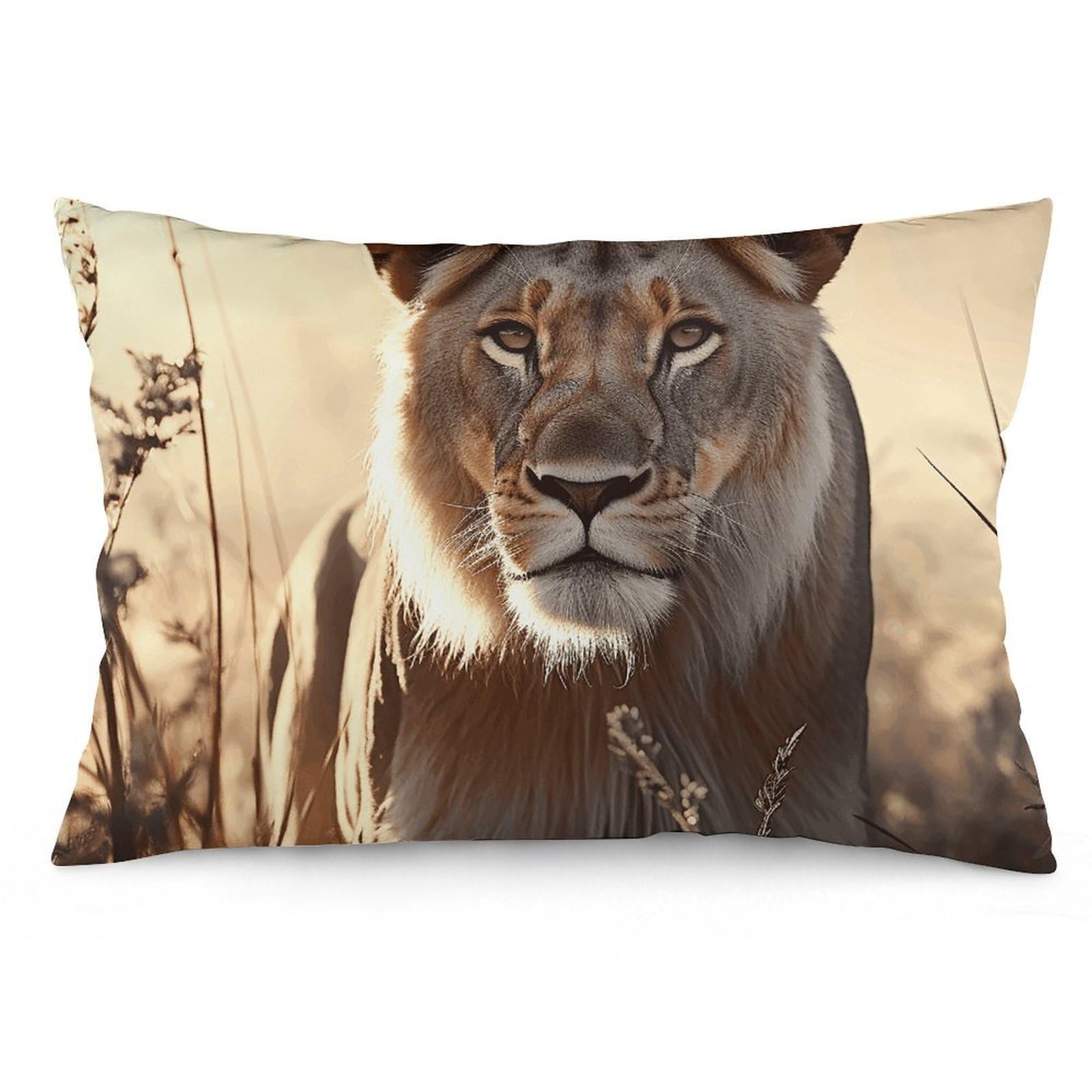 2 Pack Pillow Cases for Hair and Skin, Soft Breathable Pillow Case Covers with Hidden Zipper, Female Lion Pillowcase 16 "x24 Pillow Covers for Sleeping Gift
