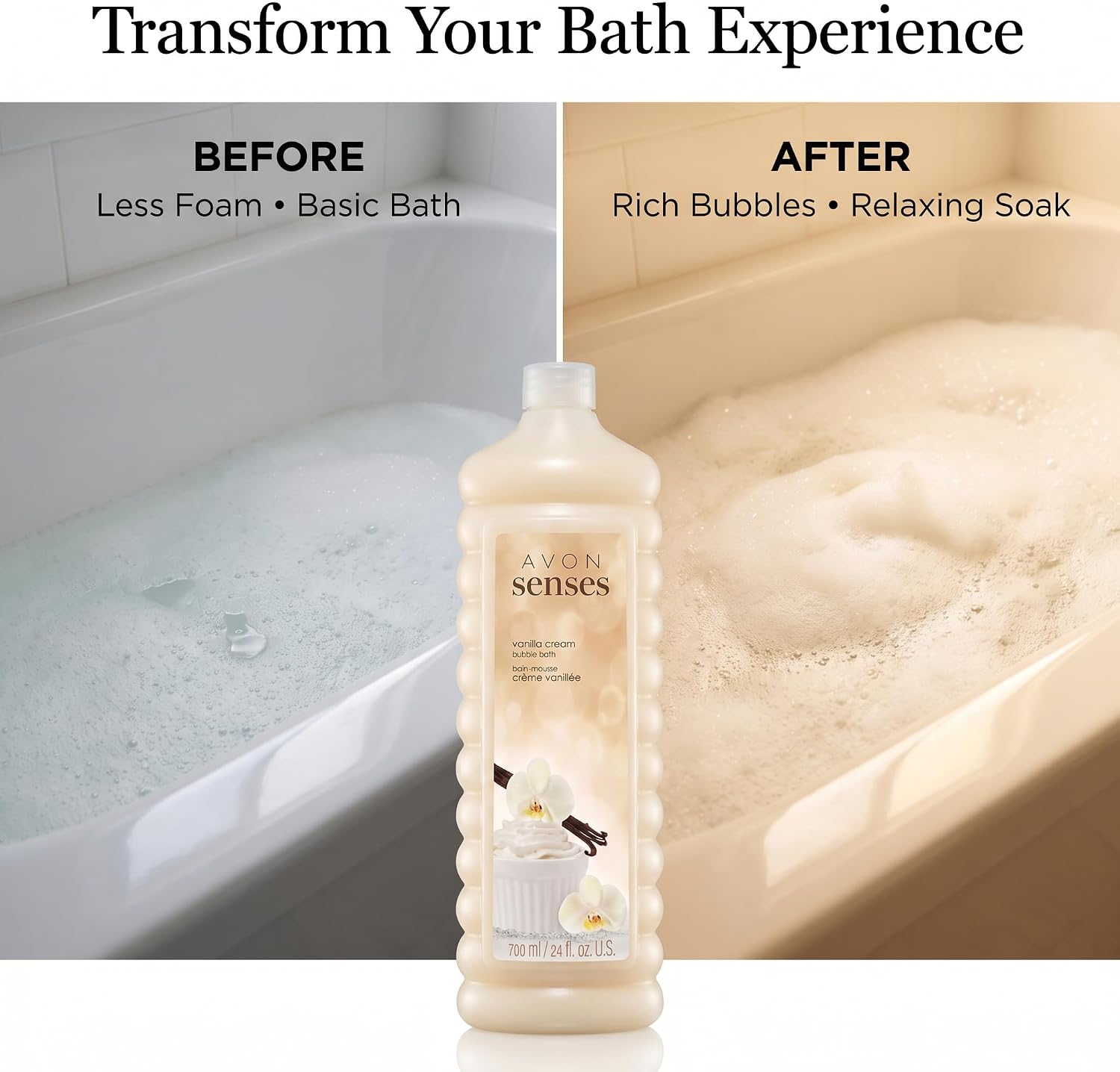 Avon Senses Vanilla Cream Bubble Bath for Women - 24 oz image 4