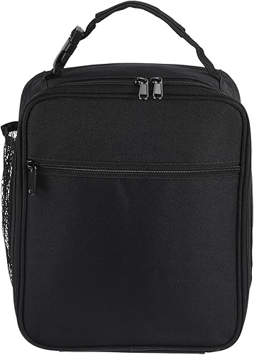 Miniatura 3 de PATIKIL Lonchera aislada, lonchera impermeable con bolsillosasa, bolsa de almuerzo portátil para oficina, trabajo, picnic al aire libre, color negro