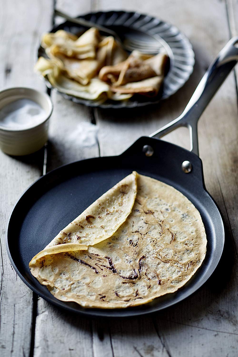 LE CREUSET Crêpière en aluminium forgé 28 cm, Anthracite/Argenté,51106280010002