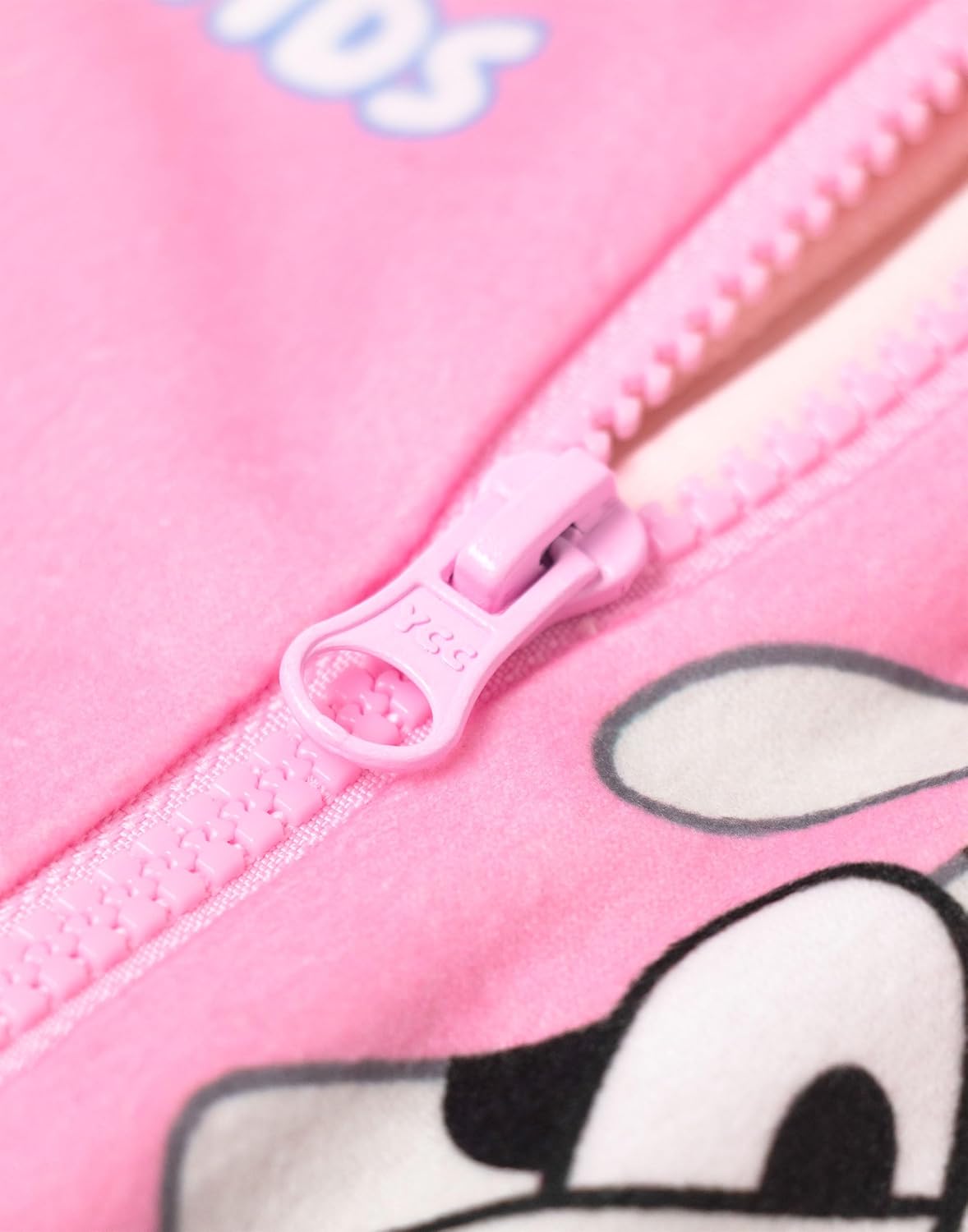 Bluey & Friends Girls Pink Onesie | Long Sleeve Zip-Up Microfleece Loungewear, Bingo, Chloe & Mackenzie
