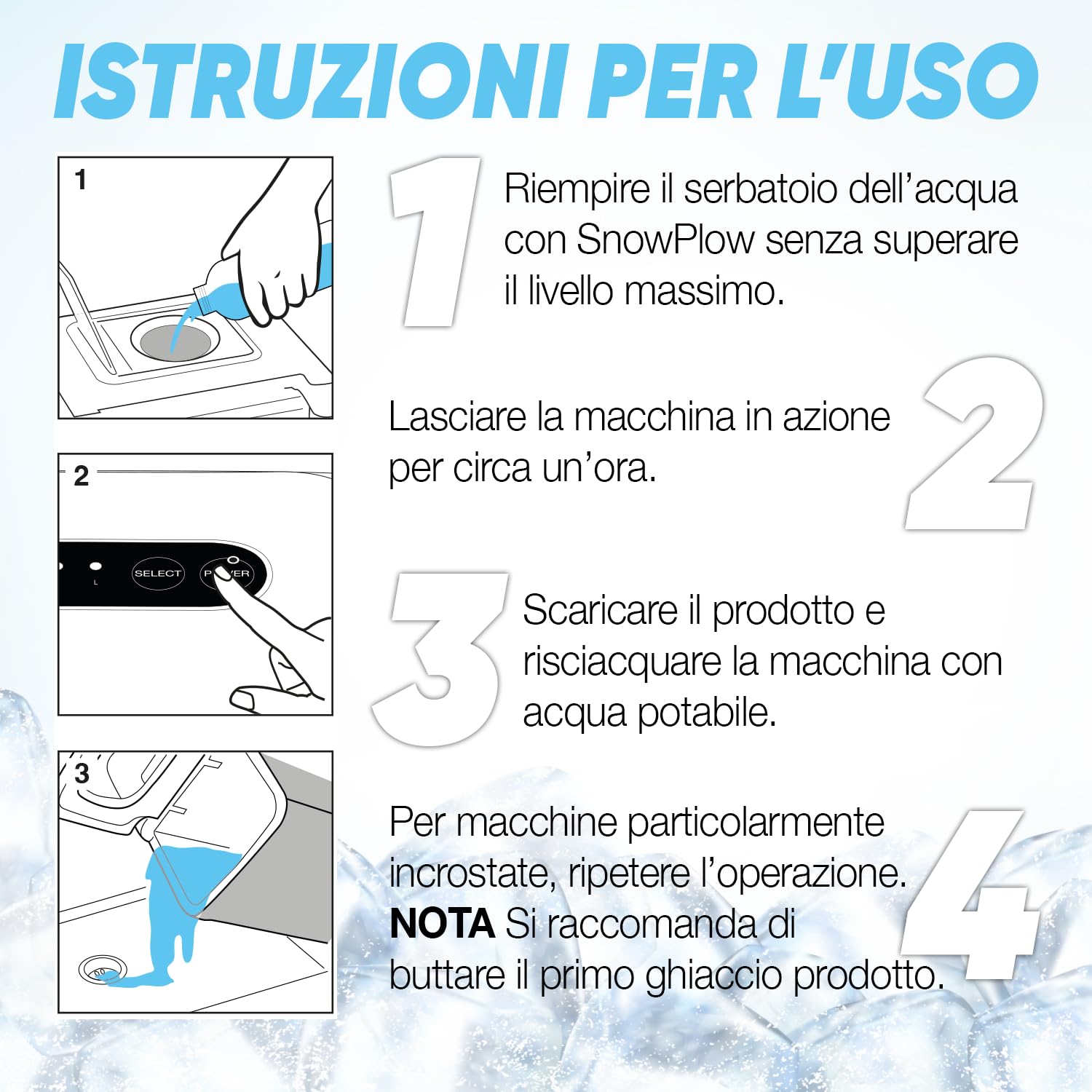 ErrecHome Snowplow, Pulitore Disincrostante Anticalcare per Macchina del Ghiaccio, Flacone da 1 L, Registrato NSF (A1, A3)