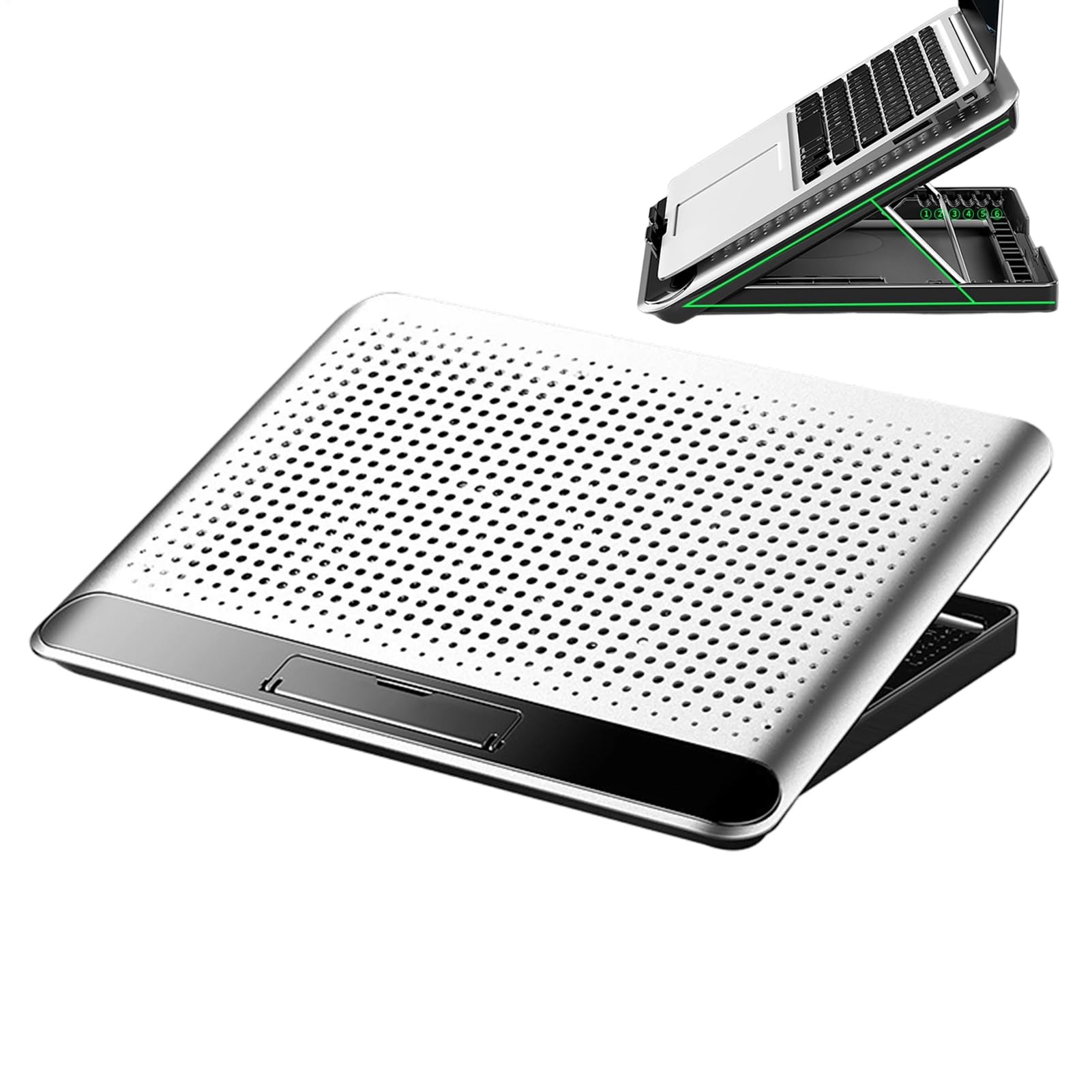 Podkładka Z Wentylatorem Do Laptopa Regulowana Cicha Podstawka Chłodząca | Cichy do Laptopa ze Stopu Aluminium z Wentylatorem Do Klawiatury Telefonu Tableta Domu Pracy I