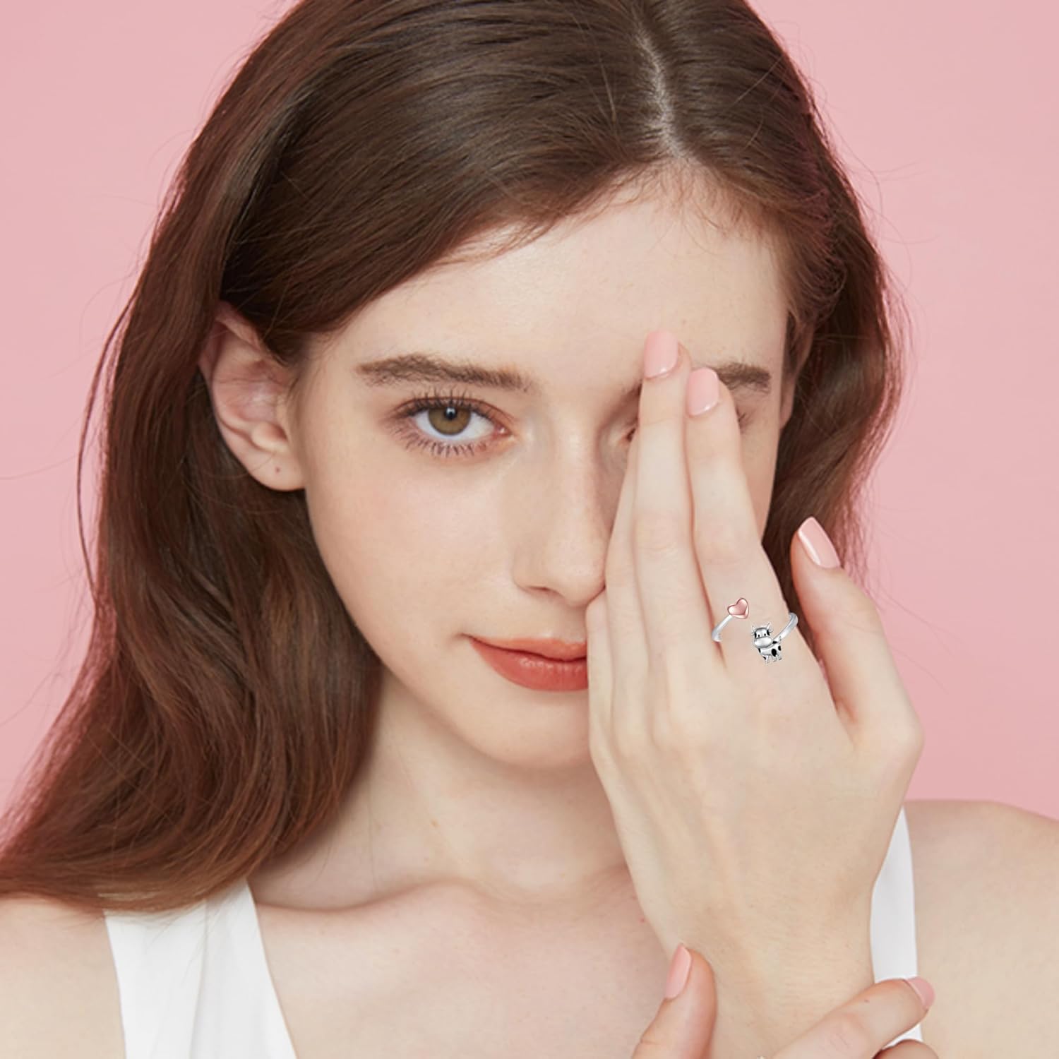 Highland Cow Ring - Silver Adjustable Open Heart Birthstone Ring - Cute Animal Jewelry - Christmas & Birthday Gift - Image 5