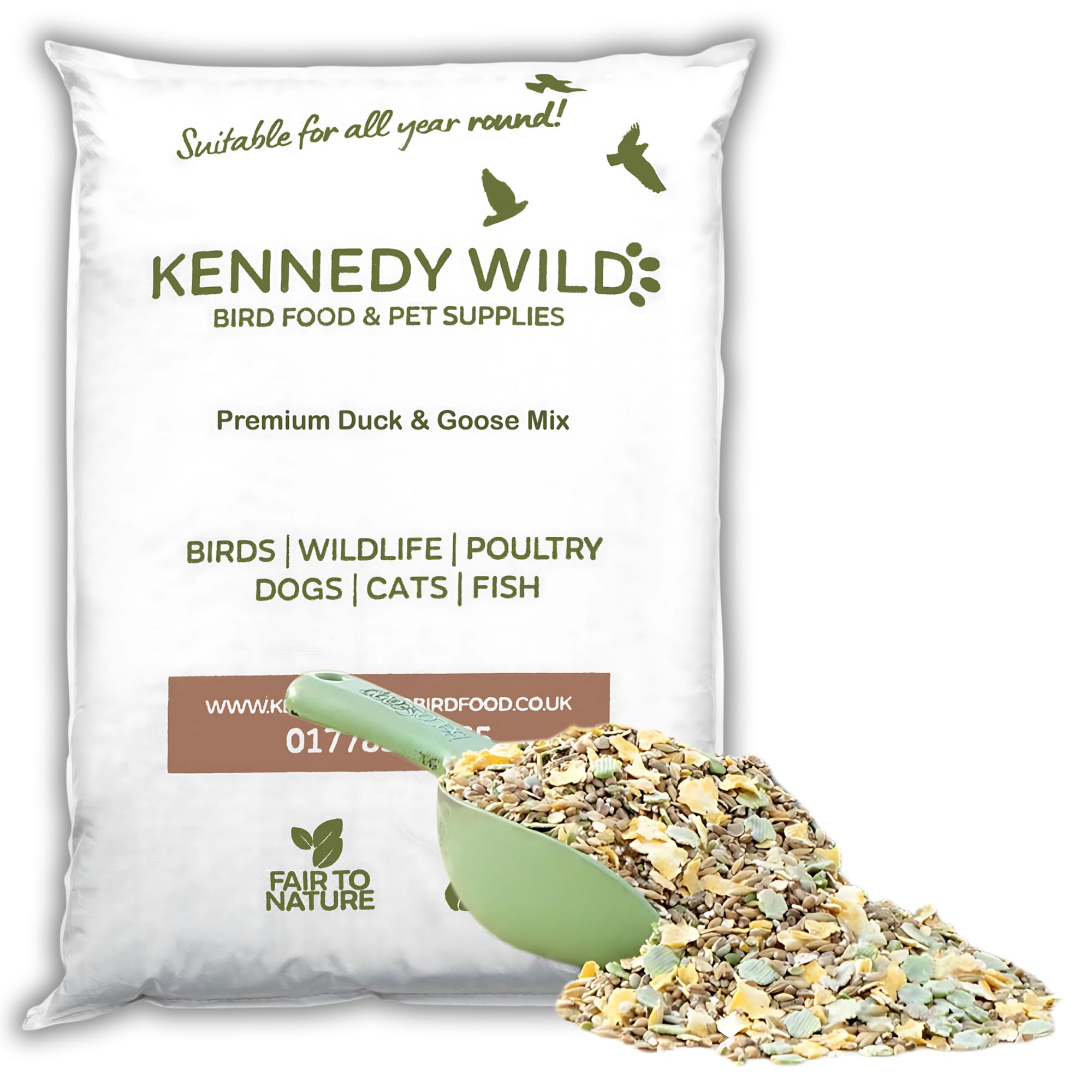 Kennedy Wild Premium Duck and Goose Food Mix (20kg) Complete Maintenance Healthy & Nutritious Birds Food for Adult Ducks, Geese and Waterfowl.