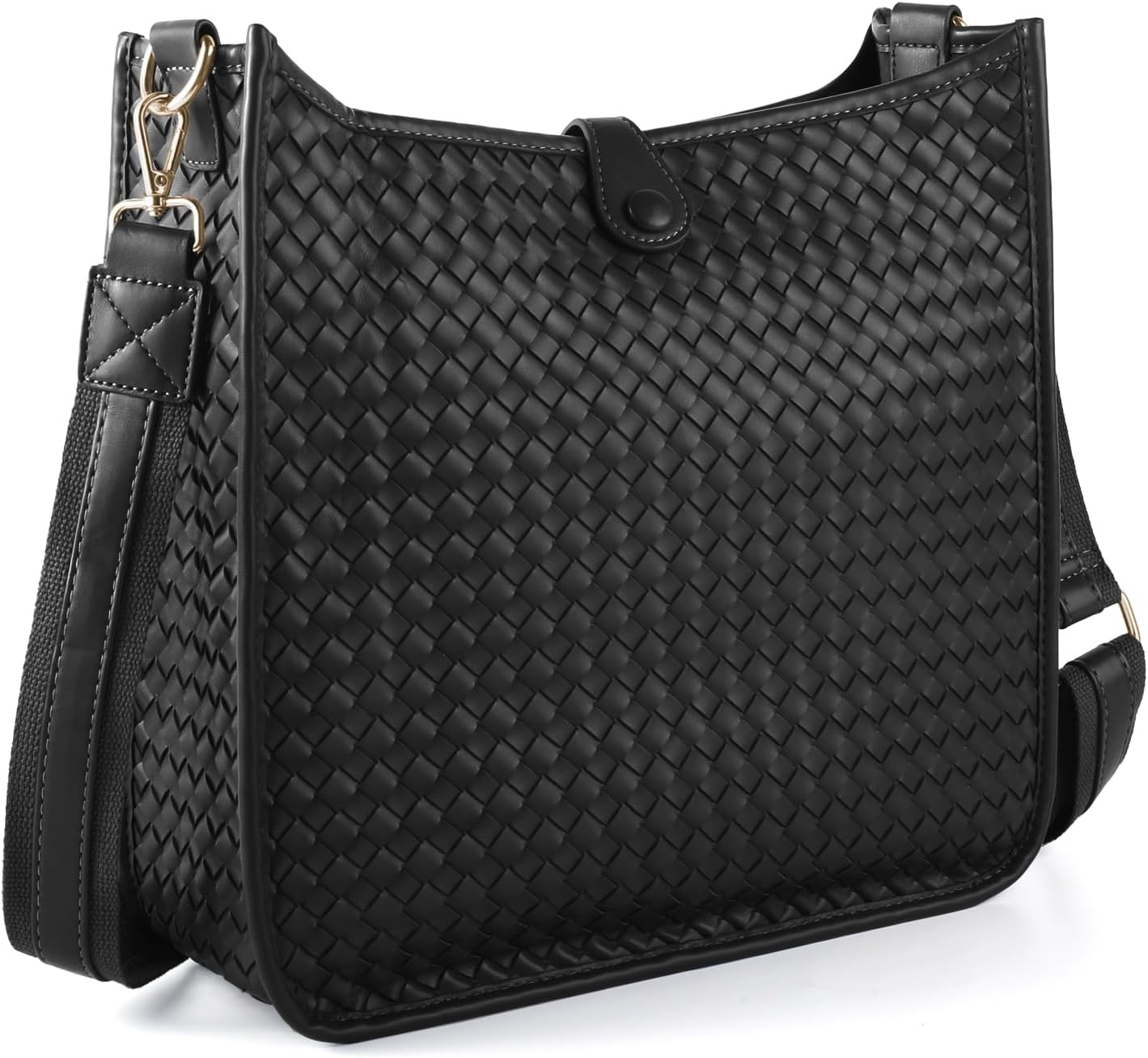 Women's Woven Crossbody Bag Large - Capacity PU Leather Shoulder Bag Casual Tote Purse with Adjustable Strap